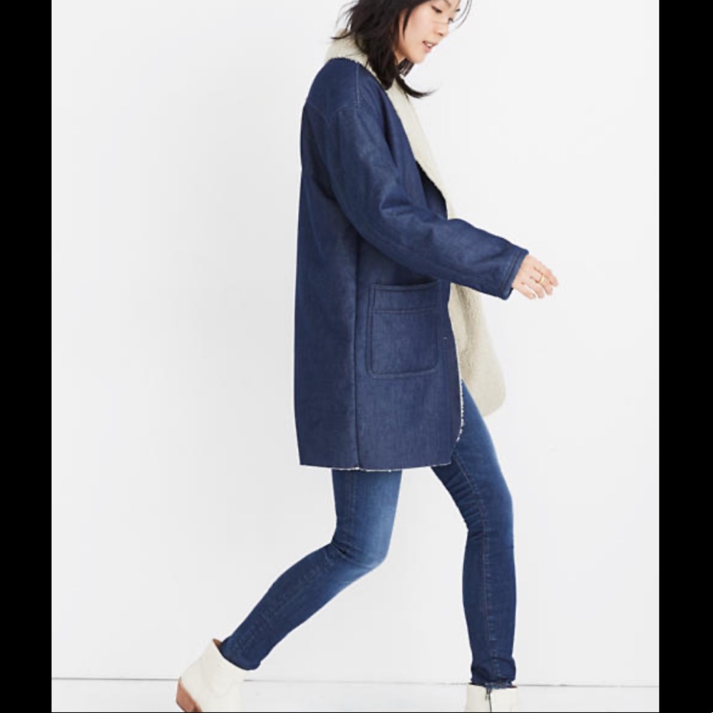 Madewell Sherpa-Bonded Denim Cocoon Coat - Picture 3 of 7